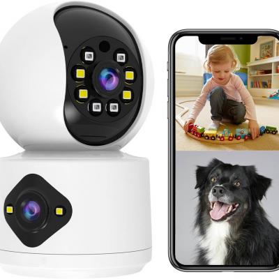 Ga-DLC32 Dual Lens Indoor Camera, 1080P, 2.4GHz WiFi Camera Wired for Home Baby, AI Motion Detection, Human Auto Tracking, Color Night Vision, Cloud&SD Card Storage, 2-Way Audio